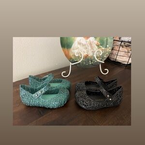 Girls' Jelly Mary Jane Flats - Teal and Black